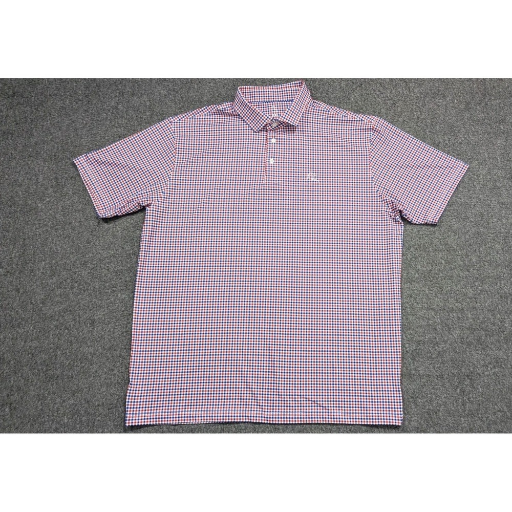 Rhoback Mens 2XL American Flag Check Performance Golf Preppy Shirt Memorial Day